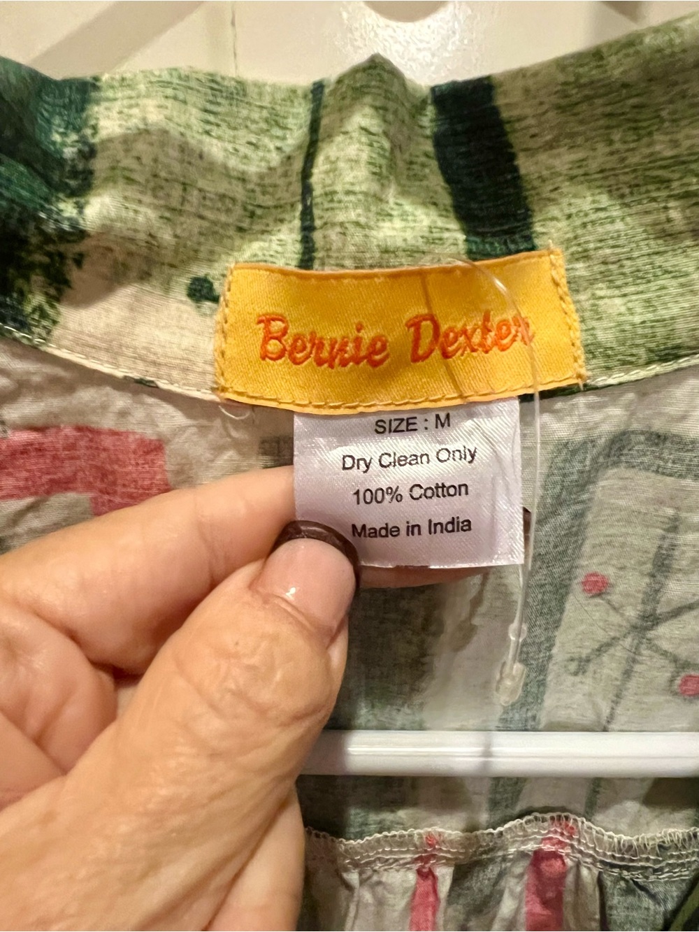 Bernie Dexter Abstract Green/Red and Cream Cotton Dress.